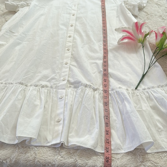 J. Crew - Amelia Crisp White Ruffled Hemline Button Down Midi Shirt-Dress - Picture 6 of 9